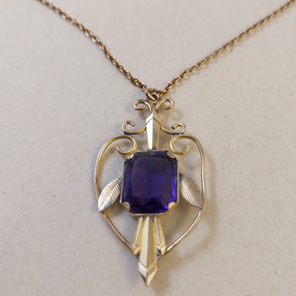Gold Filled and Purple Pendant Necklace - Picture 15 of 16